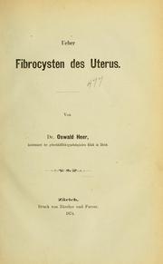 Cover of: Ueber Fibrocysten des Uterus