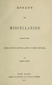 Cover of: Essays and miscellanies: selected from The indicator and companion