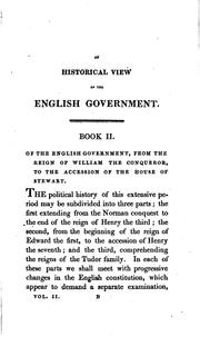 Cover of: An historical view of the English government by Millar, John