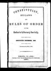 Constitution, by-laws and rules of order of the Ontario Literary Society by Ontario Literary Society