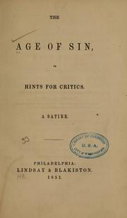Cover of: The age of sin | 