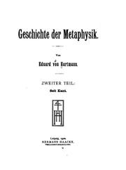 Cover of: Geschichte der Metaphysik. by Eduard von Hartmann