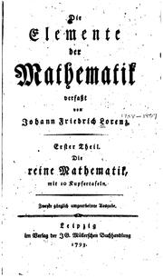 Front cover of Die Elemente der Mathematik by Johann Friedrich Lorenz