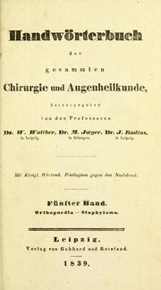 Cover of: Handwörterbuch der gesammten Chirurgie und Augenheilkunde