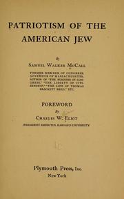 Patriotism of the American Jew by Samuel W. McCall