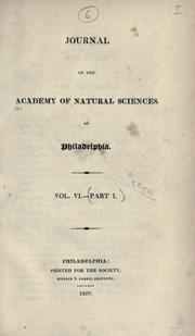 Cover of: Journal of the Academy of Natural Sciences of Philadelphia, Volume 6 by 