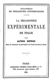 Cover of: La philosophie expérimentale en Italie, origines--état actuel: origines ... by Alfred Victor Espinas