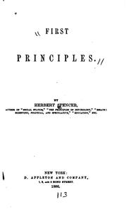 Cover of: First principles by Herbert Spencer, Herbert Spencer