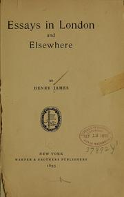 Cover of: Essays in London and elsewhere by Henry James