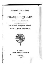 Cover of: Oeuvres complètes de François Villon