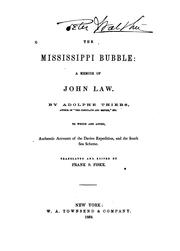 Cover of: The Mississippi Bubble: A Memoir of John Law by Adolphe Thiers