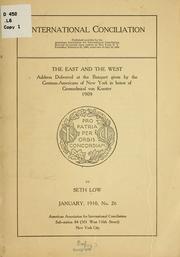 Cover of: The East and the West...