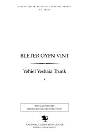 Cover of: Bleṭer oyfn ṿinṭ: lider