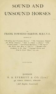 Cover of: Sound and unsound horses by Frank Townend Barton