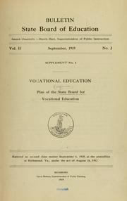 Vocational education, plan of the State Board for Vocational Education .. by Virginia. State Board for Vocational Education.