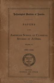 Cover of: Papers of the American School of Classical Studies at Athens
