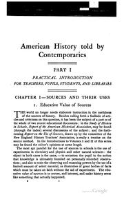 Cover of: American history told by contemporaries ... by Albert Bushnell Hart