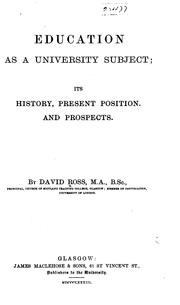 Cover of: Education as a University Subject: Its History, Present Position, and Prospects