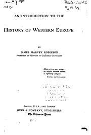 Cover of: An Introduction to the History of Western Europe