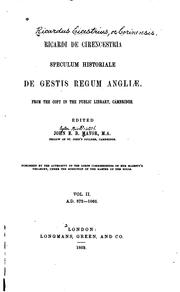 Cover of: Speculum historiale de gestis regum Angliæ