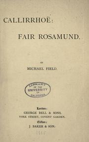 Cover of: Callirrhoë ; Fair Rosamund