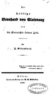 Cover of: Der heilige Bernhard von Clairvaux und die Hierarchie seiner Zeit by Johann Otto Ellendorf