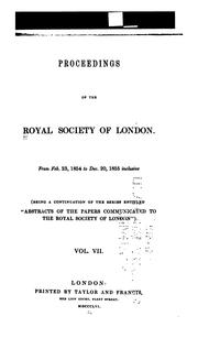 Cover of: Proceedings of the Royal Society of London by Royal Society (Great Britain), Royal Society (Great Britain)