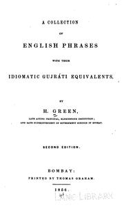 Cover of: A Collection of English phrases with their idiomatic Gujrati equivalents by H. Green
