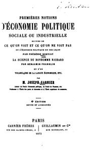 Cover of: Premières notions d'économie politique: sociale ou industrielle, suivies de ...