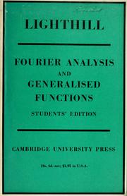 Cover of: Introduction to Fourier analysis and generalised functions