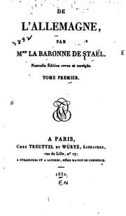 Cover of: De l'Allemagne by Staël (Anne-Louise -Germaine), Staël (Anne-Louise -Germaine)