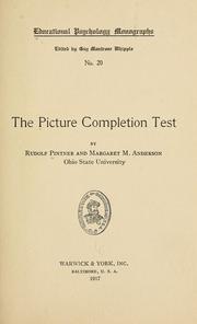 Cover of: The picture completion test