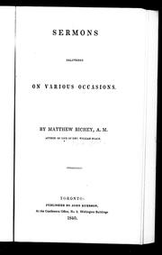 Cover of: Sermons delivered on various occasions