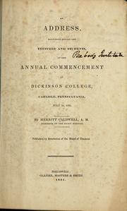 Cover of: An address, delivered before the trustees and students