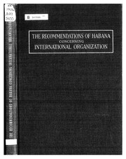 Cover of: The Recommendations of Habana Concerning International Organization: Adopted ...