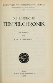 Cover of: Die lindische Tempelchronik, neu bearb. von Chr. Blinkenberg by Chr Blinkenberg