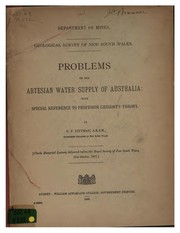 Cover of: Problems of the artesian water supply of Australia: with special reference to Professor Gregory's theory.