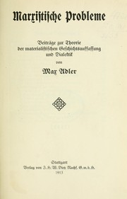 Cover of: Marxistische Probleme by Max Adler