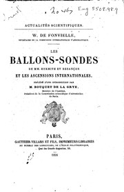 Cover of: Les ballons-sondes de mm. Hermite et Besançon et les ascensions internationales by W. de Fonvielle