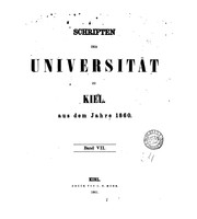 Cover of: SCHRIFTEN DER UNIVERSITAT ZU KIEL AUS DEM JAHRE 1860 by 