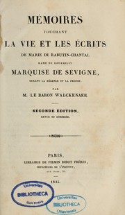 Cover of: Mémoires touchant la vie et les écrits de Marie de Rabutin-Chantal by C. A. Walckenaer