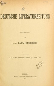 Cover of: Deutsche Literaturzeitung by Hrsg. von Prof. Dr. Paul Hinneberg