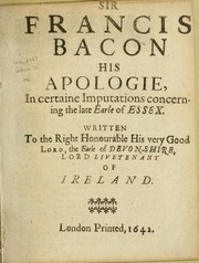 Cover of: Sir Francis Bacon his apologie | Francis Bacon