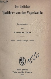 Cover of: Die Gedichte Walthers von der Vogelweide
