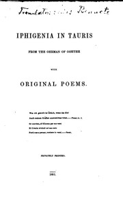 Cover of: Iphigenia in Tauris by Johann Wolfgang von Goethe, Anne Ramsden Bennett