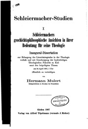 Cover of: Schleiermacher-studien