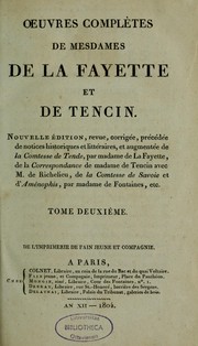Cover of: Oeuvres complètes de Mesdames de La Fayette et de Tencin