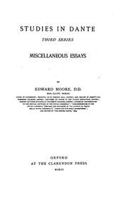 Cover of: Studies in Dante by Moore, Edward