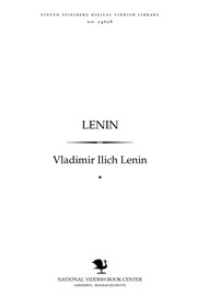 Cover of: Lenin: oysgeṿeylṭe ṿerḳ in zeḳs bender