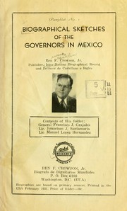 Cover of: Biographical sketches of the governors in Mexico | Benjamin Franklin Crowson